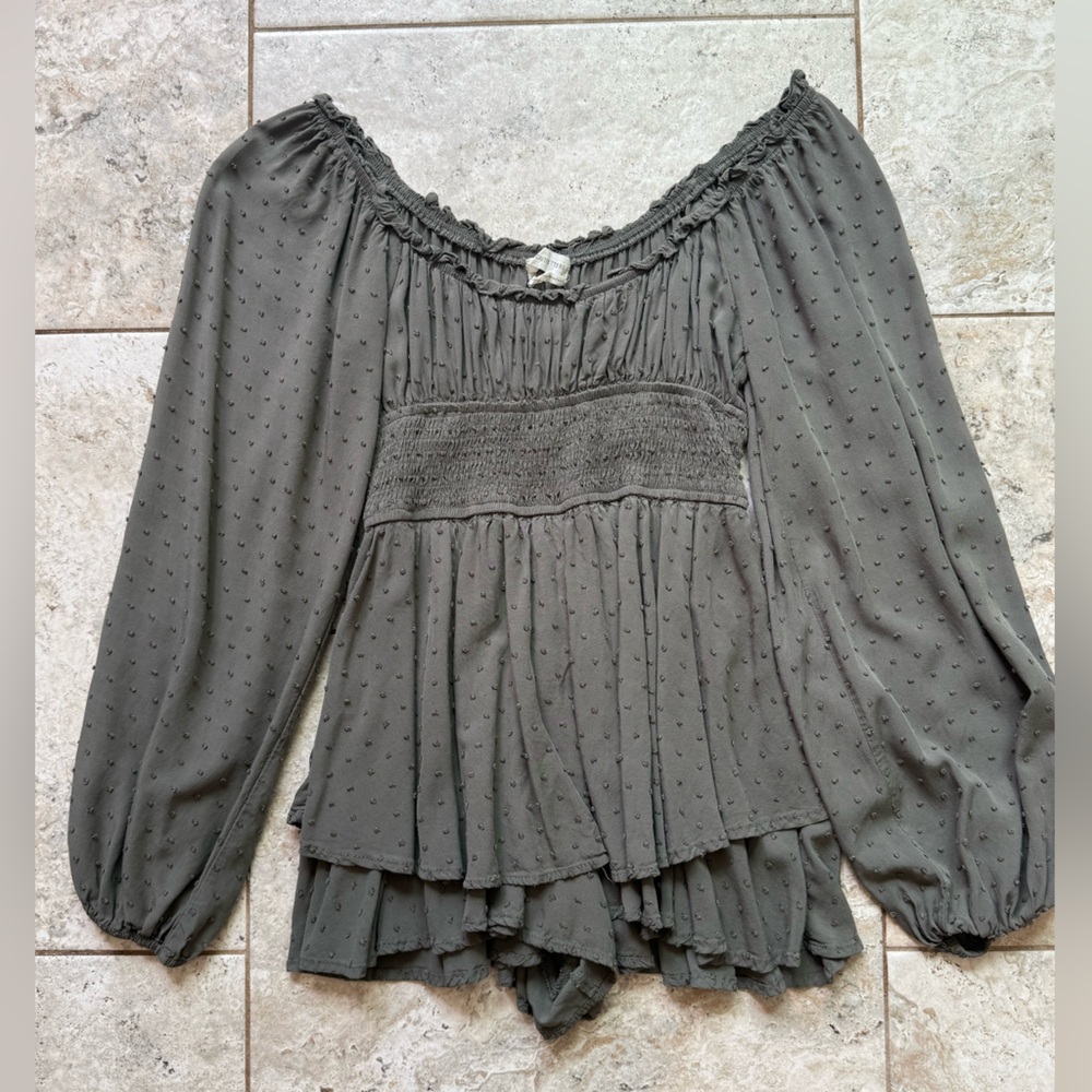 Urban Outfitters Rosie Smocked Longsleeve Romper